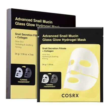COSRX - Advanced Snail Mucin Glass Glow Hydrogel Face Masks - Masque en feuille - 34g* 3 unités