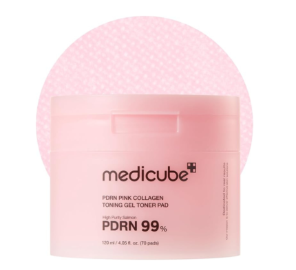 Medicube - PDRN Pink Collagen Toning Gel Toner Pad - Disques Hydratants - 70 pads