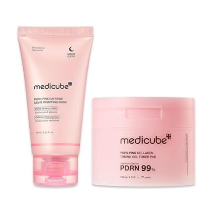 Medicube - Pink PDRN Day & Night Care Duo - Masque et disques hydratants pour visage - Exclusive Kit
