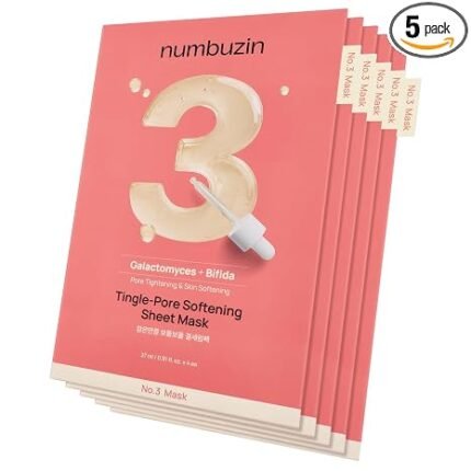 Numbuzin – NO.3 Tingle-pore Softening Sheet Mask – 5 pièces