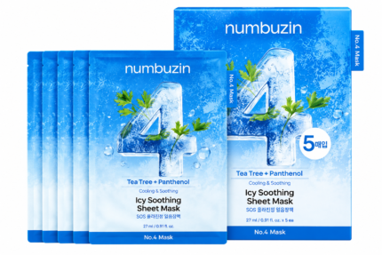 Numbuzin – NO.4 Icy Soothing Sheet Mask – Masque pour visage – 4 pièces