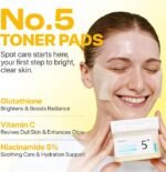 Numbuzin – NO.5 Glutathione Vitamin Concentrated Toner Pad - Disques Toniques – 180ml – Image 4