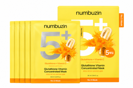 Numbuzin – NO.5+ Glutatione Vitamin Concentrated Mask – 5 pièces